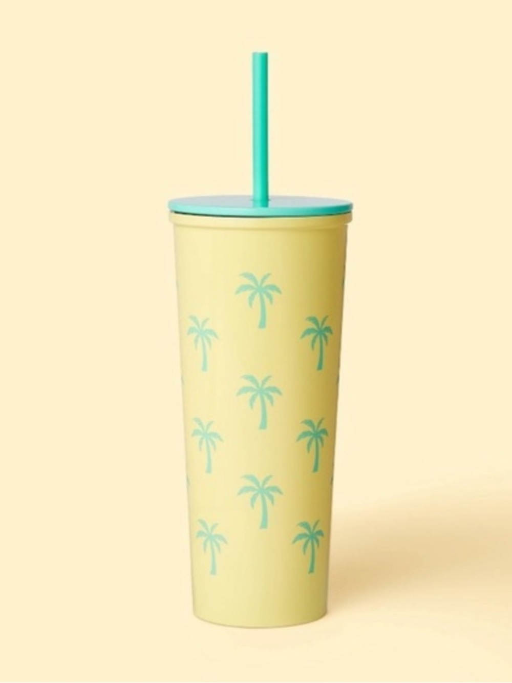 Stoney Clover Lane X Target Yellow Green Palm Tree Metal Heart Straw Tumbler